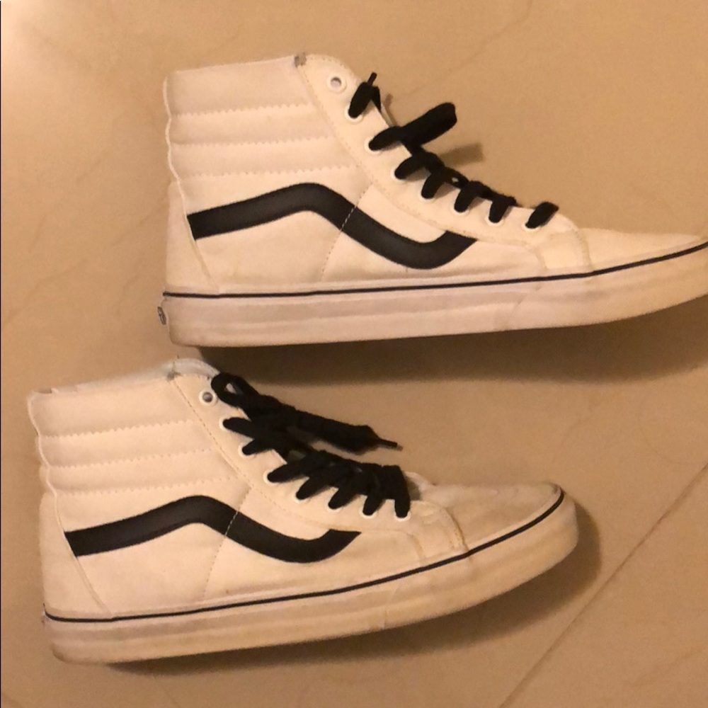 VANS SK8-Hi Reissue True White & Black Mens Shoes